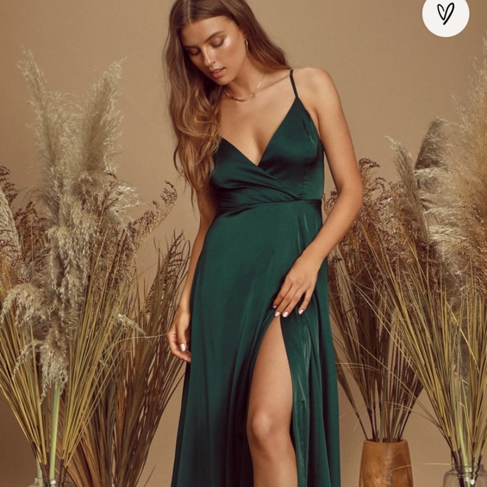 Ode To Love Emerald Green Satin Maxi Dress